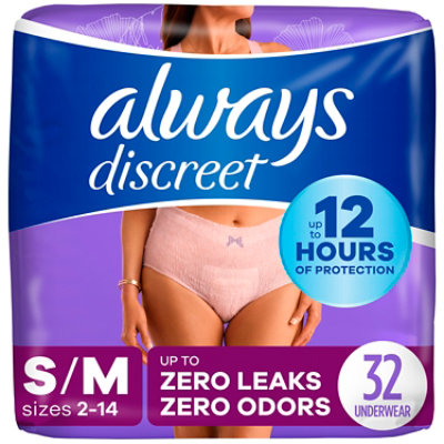Always Discreet Incontinence Underwear for Women Maximum Absorbency S/M ...