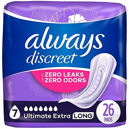Always Discreet Ultimate Extra Protect Ultimate Absorbency Postpartum Incontinence Pad - 26 Count - Image 1