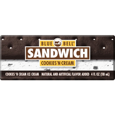 Blue Bell Cookies 'n Cream Sandwich - 4 FZ
