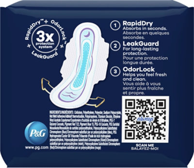 Always Ultra Thin Pads Overnight Absorbency With Wings Size 4 Unscented - 13 Count - Image 5