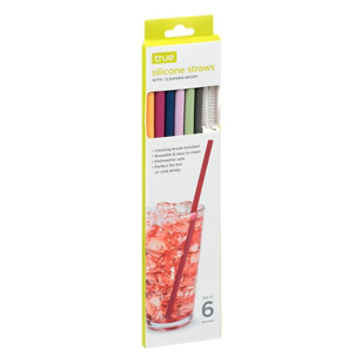 True Silicone Straws With Cleaning Straw 6 CT Haggen