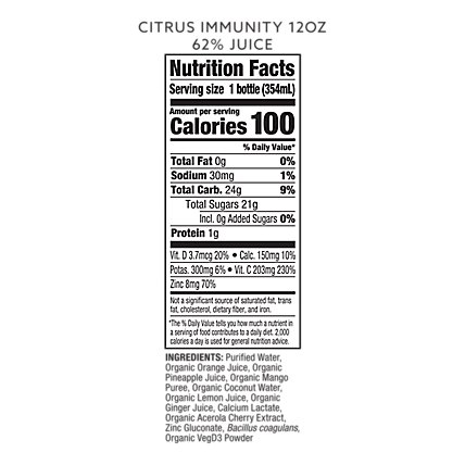 Suja Organic Citrus Immunity Cold Pressed Juice - 12 Fl. Oz. - Image 4