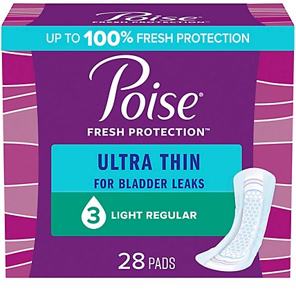 Poise Ultra Thin Light Absorbency Incontinence Pads - 28 Count - Image 1