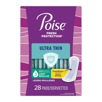 Poise Ultra Thin Incontinence Pads 3 Drop Absorbency Incontinence Pads - 28 Count - Image 1