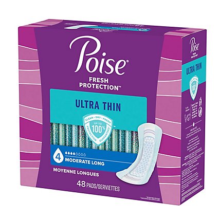 Poise Ultra Thin Moderate Absorbency Long Incontinence Pads - 48 Count - Image 4