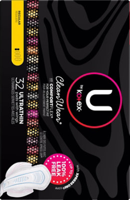 U by Kotex CleanWear Ultra Thin Regular Pads With Wings - 32 Count - Image 5