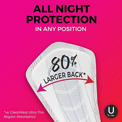 U by Kotex AllNighter Ultra Thin Extra Heavy Overnight Pads With Wings - 20 Count - Image 6