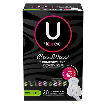 U by Kotex CleanWear Ultra Thin Heavy Pads With Wings - 28 Count - Image 5
