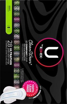 U by Kotex CleanWear Ultra Thin Heavy Pads With Wings - 28 Count - Image 5