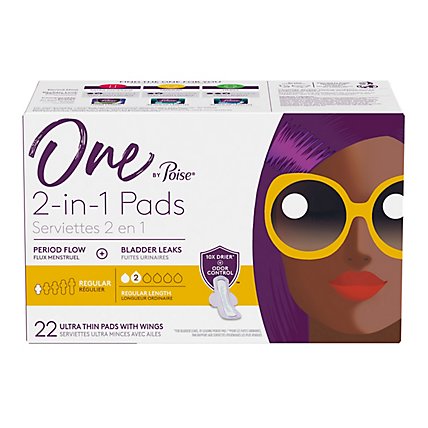 One by Poise 2 in 1 Period and Bladder Leakage Pads for Women with Wings  - 22 Count - Image 5
