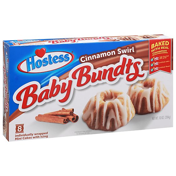 Hostess Baby Bundts Cinnamon Swirl Cakes 8 Count - 10 Oz