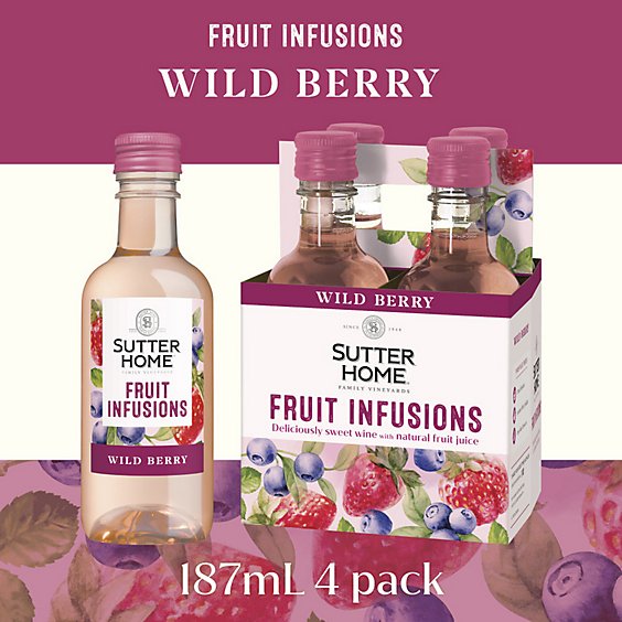 Sutter Home Fruit Infusions Wild Berry White Wine Bottles - 4-187 Ml