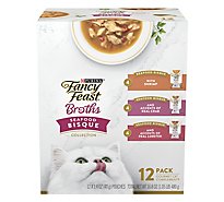 Purina Fancy Feast Broths Seafood Bisque Variety Pack - 12-1.4 OZ