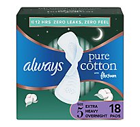 Always Pure Cotton Pads With FlexFoam Extra Heavy Overnight With Wings Size 5 - 18 Count