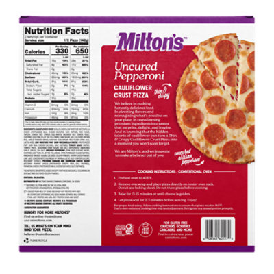 Milton's Craft Bakers Uncured Pepperoni Cauliflower Crust Pizza - 10 Oz - Image 5