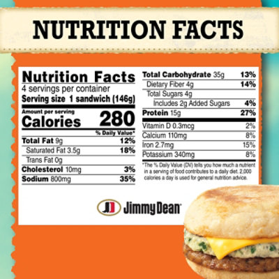 Jimmy Dean Spinach & Egg White Plant Based Patty & Frittata Sandwich - 20.8 OZ - Image 4