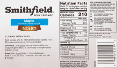 Smithfield Maple Breakfast Sausage Links 8 Count - 8 Oz - Image 6