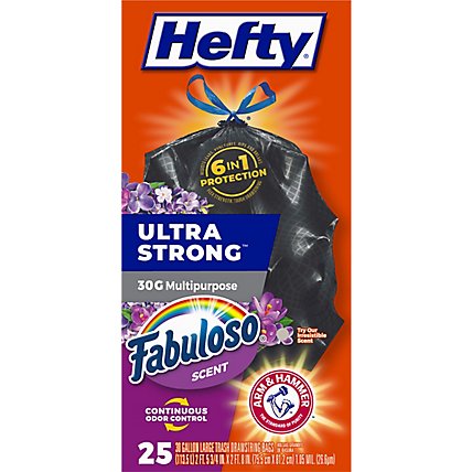 Hefty Ultra Strong Kitchen Drawstring Trash Bags Multipurpose 30 Gallon Fabuloso Scent - 25 Count - Image 4