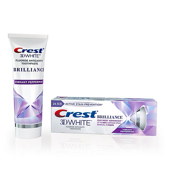 Crest 3D White Toothpaste Fluoride Anticavity Brilliance Vibrant Peppermint - 3.9 Oz