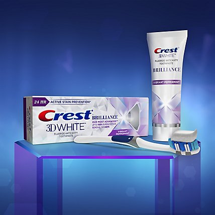 Crest 3D White Toothpaste Fluoride Anticavity Brilliance Vibrant Peppermint - 3.9 Oz - Image 4