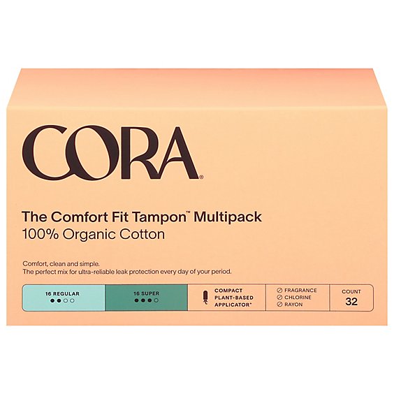 Cora Organic Tampons Duo Pack Regular/super - 32 CT