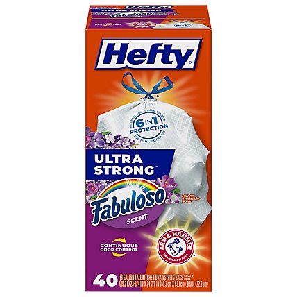 Hefty Ultra Strong Kitchen Drawstring Trash Bags Tall 13 Gallon Fabuloso Scent - 40 Count - Image 3