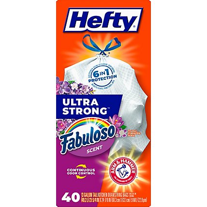 Hefty Ultra Strong Kitchen Drawstring Trash Bags Tall 13 Gallon Fabuloso Scent - 40 Count - Image 4