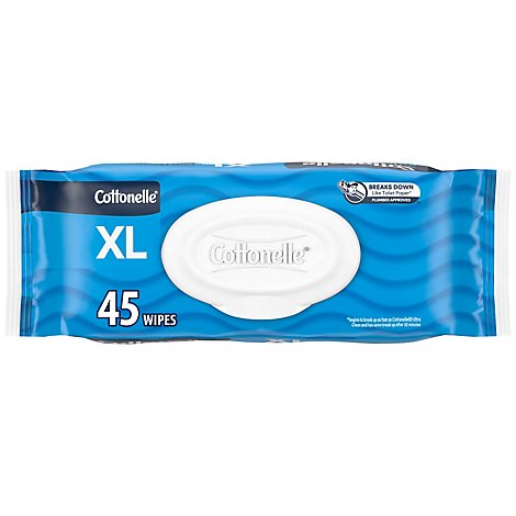 Cottonelle XL Flushable Wet Wipes Flip Top Packs - 45 Count
