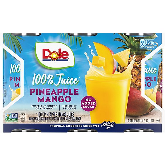 Dole Juice 100% Pineapple Mango - 6-6 Fl. Oz.