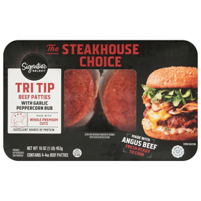 Signature SELECT Garlic Peppercorn Rub Beef Tri Tip Patties - 16 oz