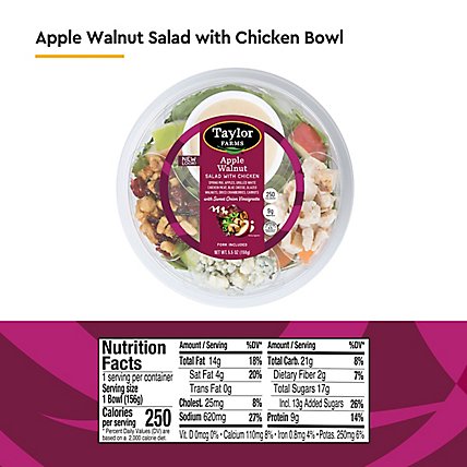 Taylor Farms Apple Walnut and Chicken Salad Bowl - 5.5 Oz - Image 5