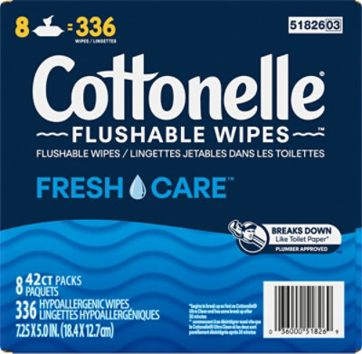 Cottonelle Fresh Care Flushable Wet Wipes Flip-Top Packs 42 Wipes Per Pack - 8 Count - Image 8