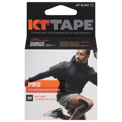 KT Tape Elastic Pre-Cut Strips Athletic Tape, Black - 20 count