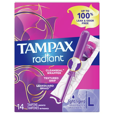 Tampax Radiant Tampons Light Absorbency Unscented - 14 Count - Image 3