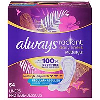 Always Radiant Regular Absorbency Unscented Odor Free Daily Multistyle Liners - 54 Count - Image 3