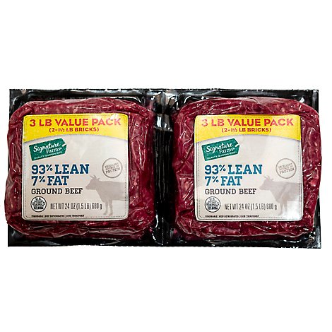 Signature Farms 93% Lean Ground Beef 7% Fat Multi Pack - 48 OZ