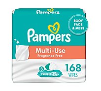 Pampers Baby Wipes Expressions Fragrance Free 3 Pop Top Pack - 168 Count