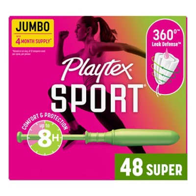 Playtex Sport Super Absorbency Plastic Tampons - 48 Count - Image 1