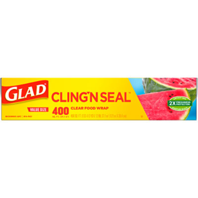 Glad Cling ‘N Seal Plastic Food Wrap 400 Square Foot Roll - Each