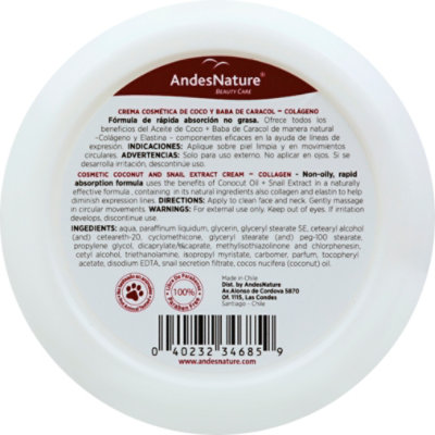 Andes Nature Cream Coco Caracol Colageno - 5.1 FZ - Image 5