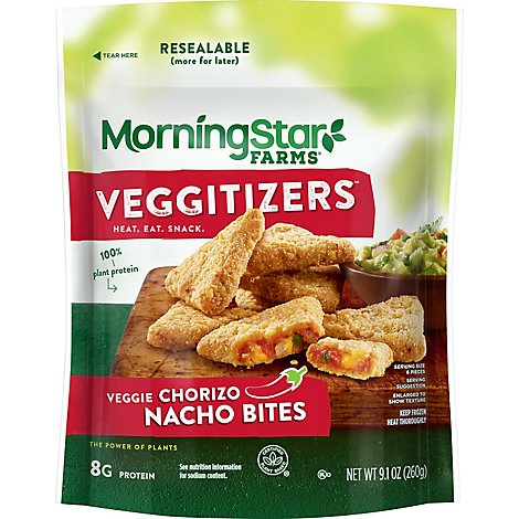 MorningStar Farms Veggie Bites Vegan PlantBased Protein Chorizo Nacho - 9.1 Oz