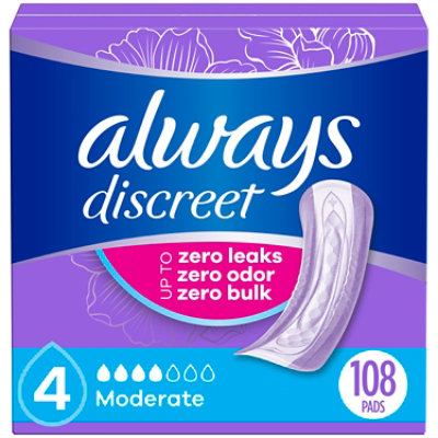 Always Discreet Moderate Absorbency Regular Pads - 108 CT - Image 1