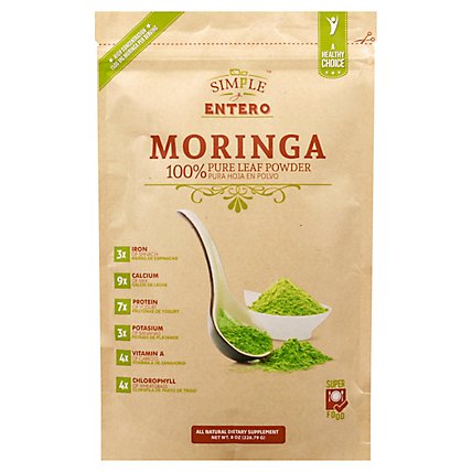 Simple Y Entero Moringa Supplement Leaf Powder 100% Pure - 8 Oz - Image 1