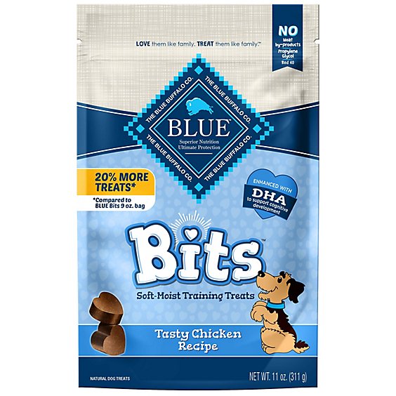 Blue Bits Natural Soft Moist Chicken Recipe Training Dog Treats Bag - 11 Oz