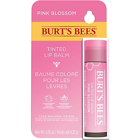 Burts Bees 100% Natural Tinted Lip Balm Pink Blossom With Shea Butter - 0.15 OZ