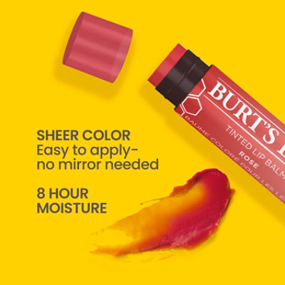 Burts Bees 100% Natural Origin Rose with Shea Butter Tinted Lip Balm Tube in Blister Box - Each - Image 4