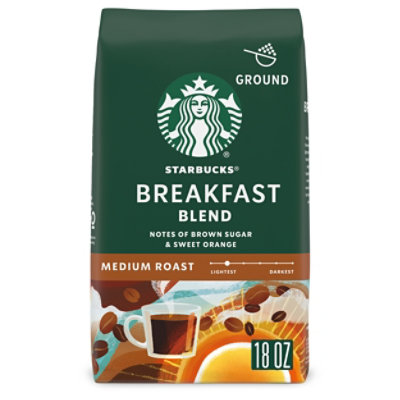 Starbucks Breakfast Blend 100% Arabica Medium Roast Ground Coffee Bag - 18 Oz