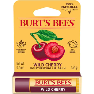 Burt's Bees Wild Cherry With Beeswax and Fruit Extracts Moisturizing Lip Balm - 1 Count - Image 1