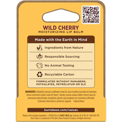 Burt's Bees Wild Cherry With Beeswax and Fruit Extracts Moisturizing Lip Balm - 1 Count - Image 2