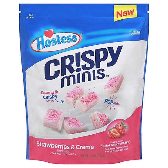 Hostess Crispy Minis Strawberries & Creme Flavored Bite-Sized Wafer Snacks - 7.3 Oz